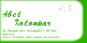 abel kolompar business card